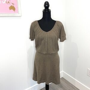 Loft Brown V-Neck Waist Tie Sweater Dress